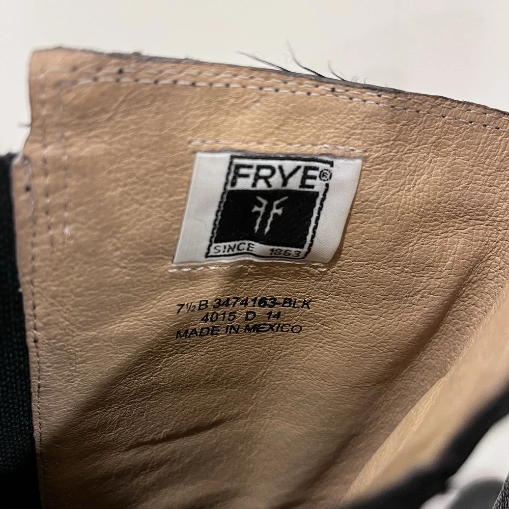 Frye Black Leather Knee High Riding Boots‎ Zip Closure Round Toe Women's 7.5 B